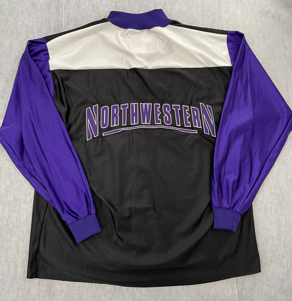 VINTAGE Northwestern Wildcats Jacket Adult 46 Black Adidas Team Issued Warm Up